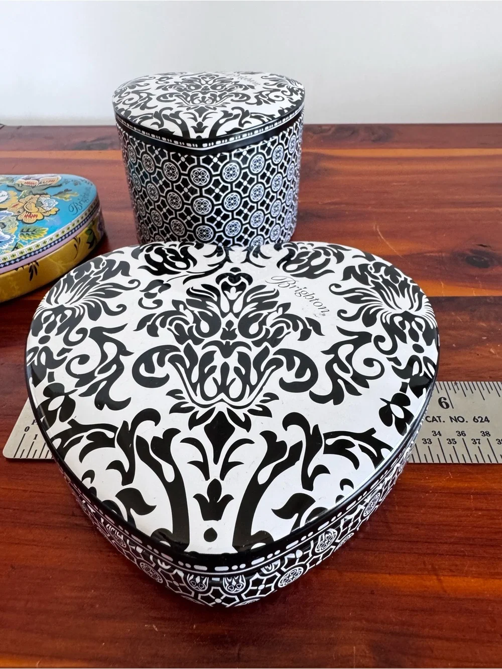Brighton Heart Tin Box Lot of 3 Jewelry Keepsake Storage Boxes